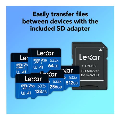 Lexar 128GB BLUE Series 633x microSDHC/microSDXC UHS-I Class 10 U3 V30 Flash Memory Card w — vista 3