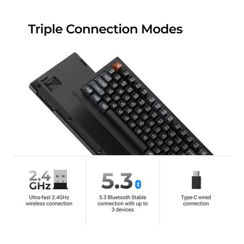 Keychron V1 Ultra 8K Wireless Mechanical Keyboard, Banana Silk POM Switch- Black — vista 3