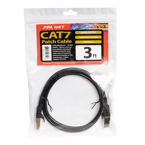 PPA 3 Ft. Cat 7 Molded Snagless Ethernet Cable - Black — vista 3