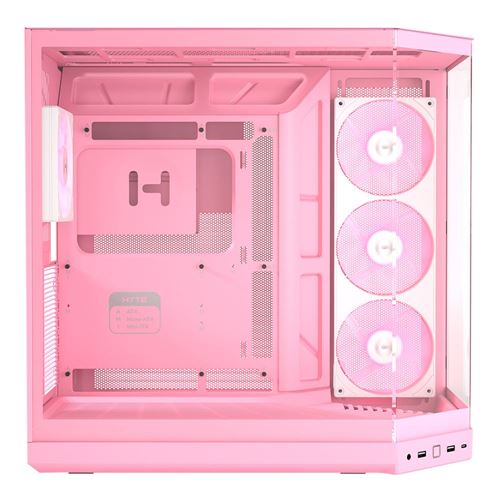 HYTE Y50 RGB Essential Aesthetic Tempered Glass ATX Mid-Tower Computer Case - Strawberry M — vista 3