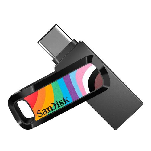 Sandisk 128GB Dual Drive Go SuperSpeed+ USB 3.2 (Gen 1) Flash Drive - Rainbow Pride Editio — vista 3