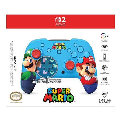 Turtle Beach Rematch Nintendo Switch 2 Wireless Controller - Mario & Luigi — vista 3