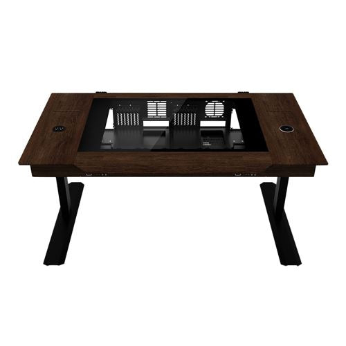Lian Li DK-07 Wood Dual Chamber eATX Tempered Glass Computer Desk Case - Black — vista 3