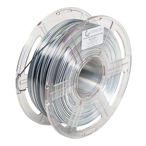 Cookiecad 1.75mm PLA Silk 3D Printer Filament Dual Color 1.0 kg (2.2 lbs.) Spool - Granite — vista 4