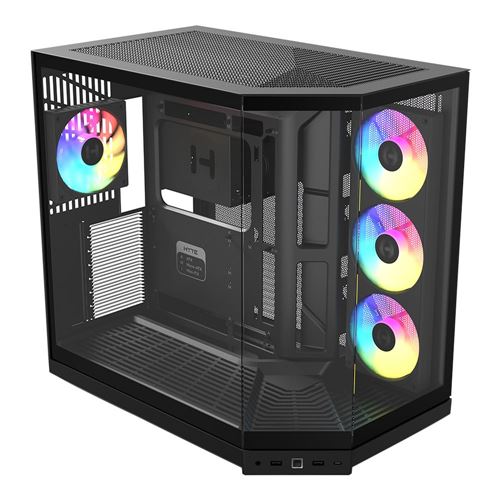 HYTE Y50 RGB Essential Aesthetic Tempered Glass ATX Mid-Tower Computer Case - Pitch Black — vista 4