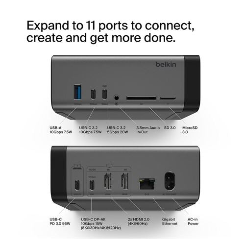 Belkin Connect USB-C 11-in-1 Pro GaN Dock 150W — vista 4