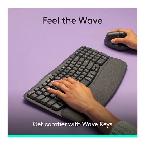 Logitech Wave Keys Ergonomic Wireless Keyboard - Graphite — vista 4