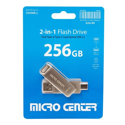 Micro Center 256GB Dual Type-A Type-C 2-in-1 Rotate SuperSpeed USB 3.2 (Gen 1) Flash Drive — vista 4