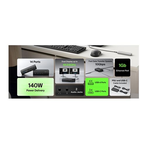 Belkin Universal 14-Port Dual Display USB-C Dock, 140W — vista 4