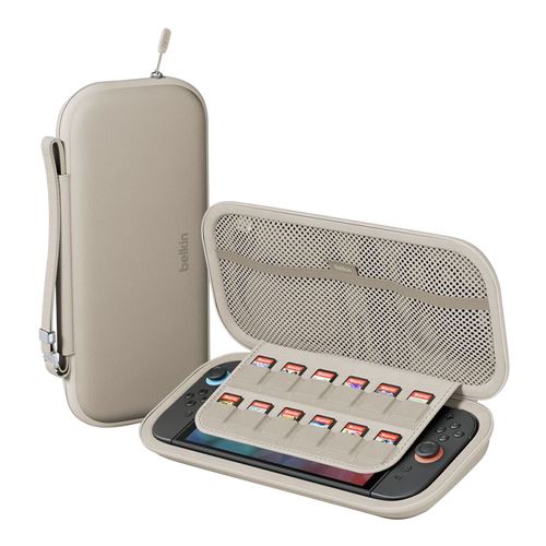 Belkin Nintendo Switch 2 Travel Case w/ AirTag Holder - Tan — vista 4
