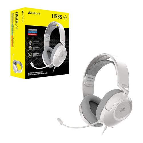 Corsair HS35 v3 Wired Gaming Headset - White — vista 4