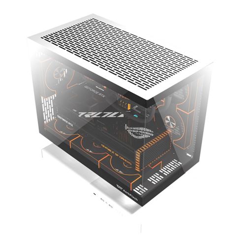 darkFlash FLOATRON F1 Tempered Glass microATX Mid-Tower Computer Case - Black/White — vista 4