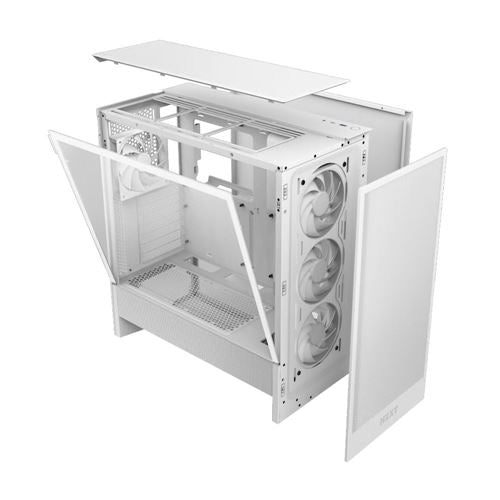 NZXT H5 Flow RGB (2024) Tempered Glass ATX Mid-Tower Computer Case - White — vista 5