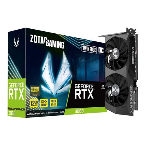 Zotac NVIDIA GeForce RTX 3060 Twin Edge Dual-Fan Graphics Card
12GB GDDR6 Memory; PCIe 4 — vista 5