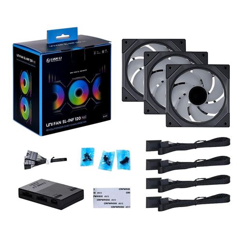 Lian Li UNI FAN SL-INF FLEX 120mm Fluid Dynamic Case Fan - Black (3 Pack) — vista 5