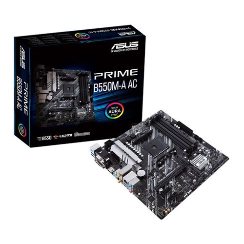 ASUS B550M-A PRIME AC PS AMD AM4 microATX Motherboard — vista general del PCB