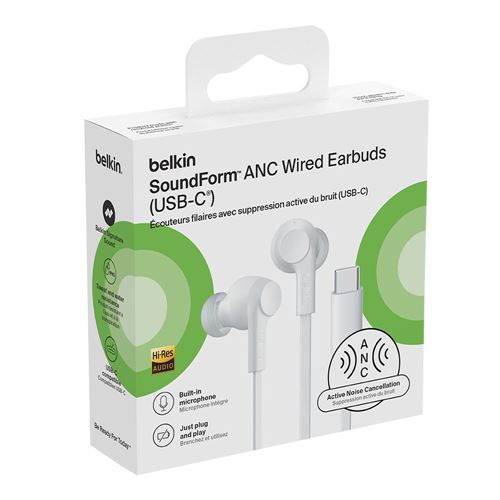 Belkin Active Noise Cancelling USB Type-C Wired Earbuds - White — vista 5
