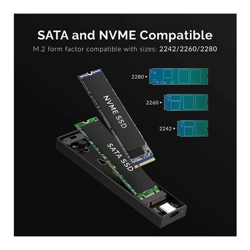 Sabrent USB 3.2 Type-C Tool-Free Enclosure for M.2 PCIe NVMe and SATA SSDs (EC-SNVE) — vista 5