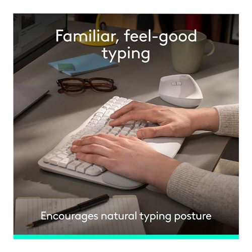 Logitech Wave Keys Ergonomic Wireless Keyboard - Off-White — vista 5