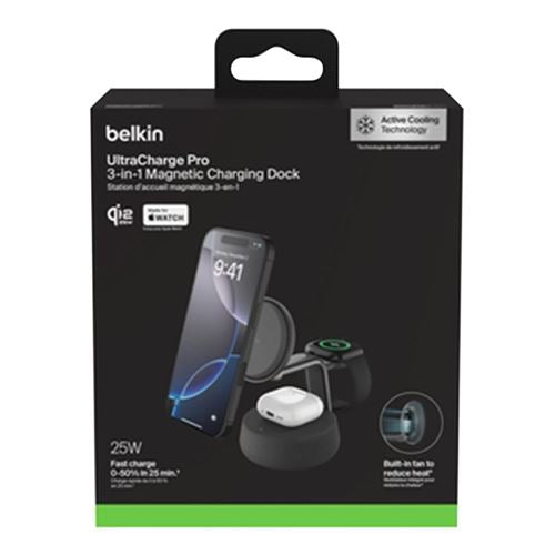 Belkin UltraCharge Pro 3-in-1 Magnetic Charging Dock with Qi2 25W - Charcoal — vista 6