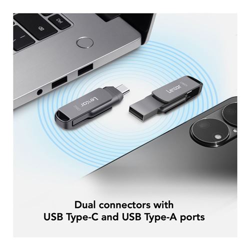 Lexar 128GB JumpDrive Dual Drive D400 USB 3.2 Gen 1 Flash Drive (USB-C / USB-A) — vista 6