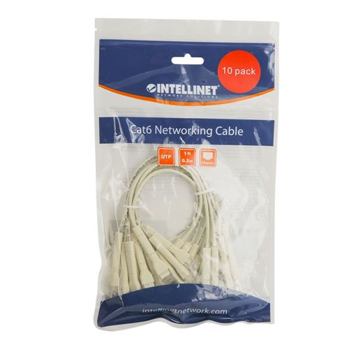 Intellinet Cat6 Stranded U/UTP FlexiBoot Slim Network Patch Ethernet Cable 1ft., 10-Pack- — vista 6