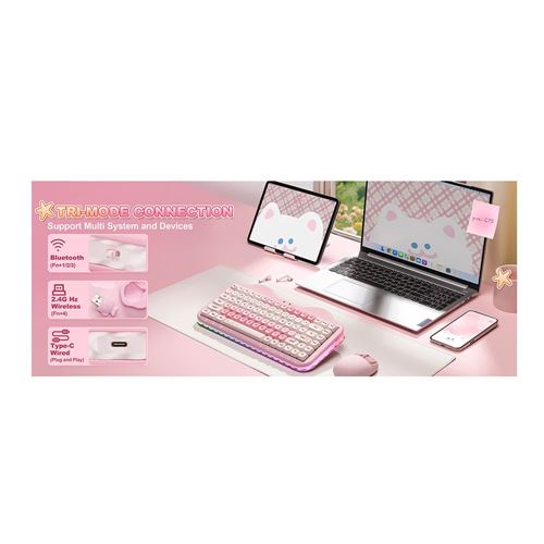 Yunzii C75 Cake Meow Wireless Mechanical Keyboard - Pink — vista 6
