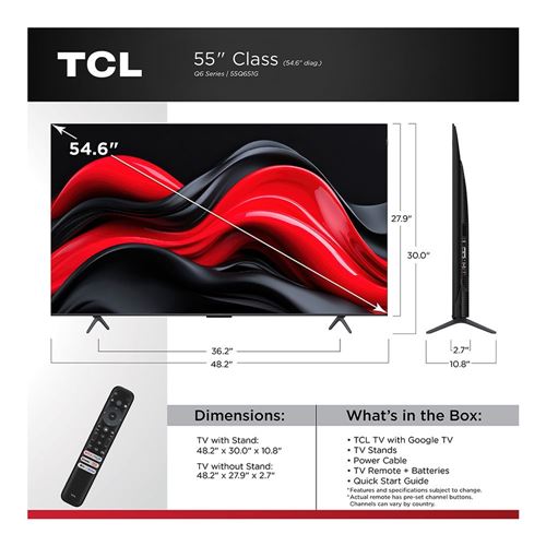 TCL 55Q651G 55" Class (54.6" Diag.) 4K Ultra HD Smart QLED TV — vista 7