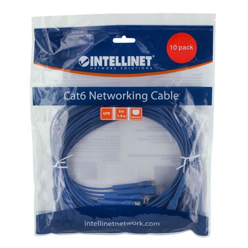 Intellinet Cat6 Stranded U/UTP FlexiBoot Slim Network Ethernet Cable 5ft.10-Pack-Blue — vista 7