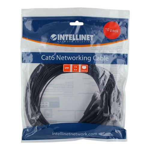 Intellinet Cat6 Stranded U/UTP Flexiboot Slim Network Ethernet Cable 7ft. 10-Pack-Black — vista 7