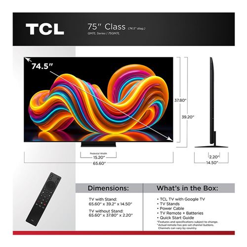 TCL 75QM7L 74.5" Class (75" Diag.) 4K Ultra HD Smart QLED TV — vista 7
