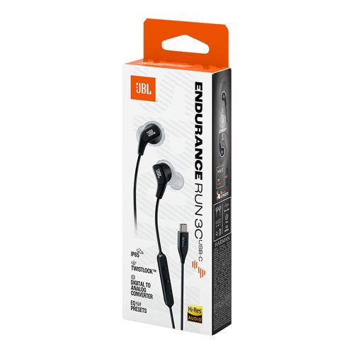 JBL Endurance Run 3 USB-C Wired Earbuds - Black/Gray — vista 7