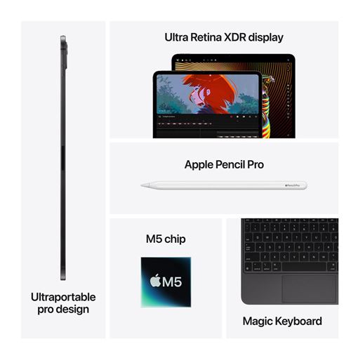 Tablet Apple iPad Pro 13" - M5 - Wi-Fi + Cellular - 1TB - (2025) - Space Black - ME8D4LL/A — vista 8