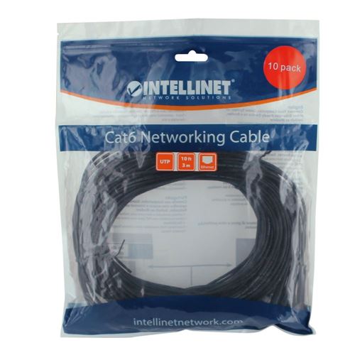 Intellinet Cat6 Stranded U/UTP FlexiBoot Slim Network Ethernet Cable 10ft, 10-Pack-Black — vista 8