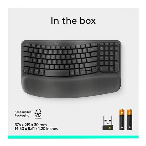 Logitech Wave Keys Ergonomic Wireless Keyboard - Graphite — vista 8