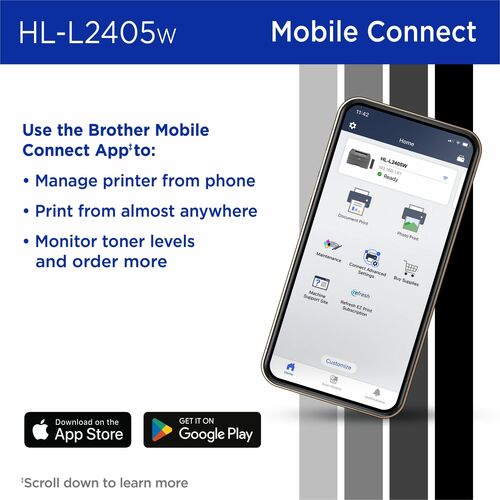 Impresora Láser Inalámbrico De Escritorio Brother HL HL-L2405W - Monocromo - 30 ppm de impresión monocolor - 1 - imagen 8