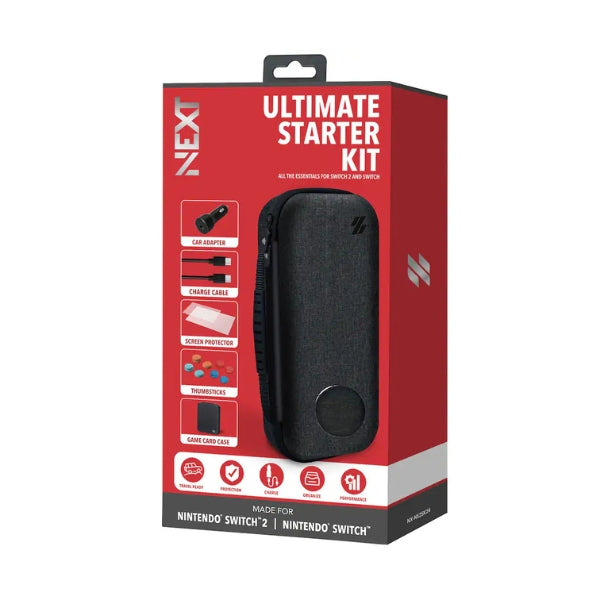 kit-de-accesorios-next-ultimate-starter-kit-con-estuche-protector-de-pantalla-y-cargador-usb-c-45w-para-nintendo-switch-2-y-switch-gris/negro