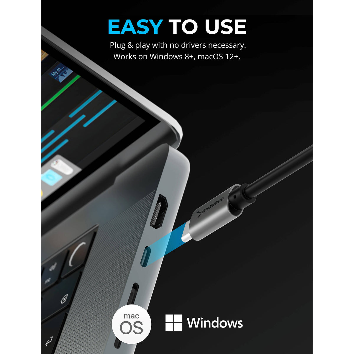 Lector de Tarjetas Sabrent Dual-ranuras SDXC & microSDXC UHS-II USB-C 3.2 Gen 1 - vista trasera