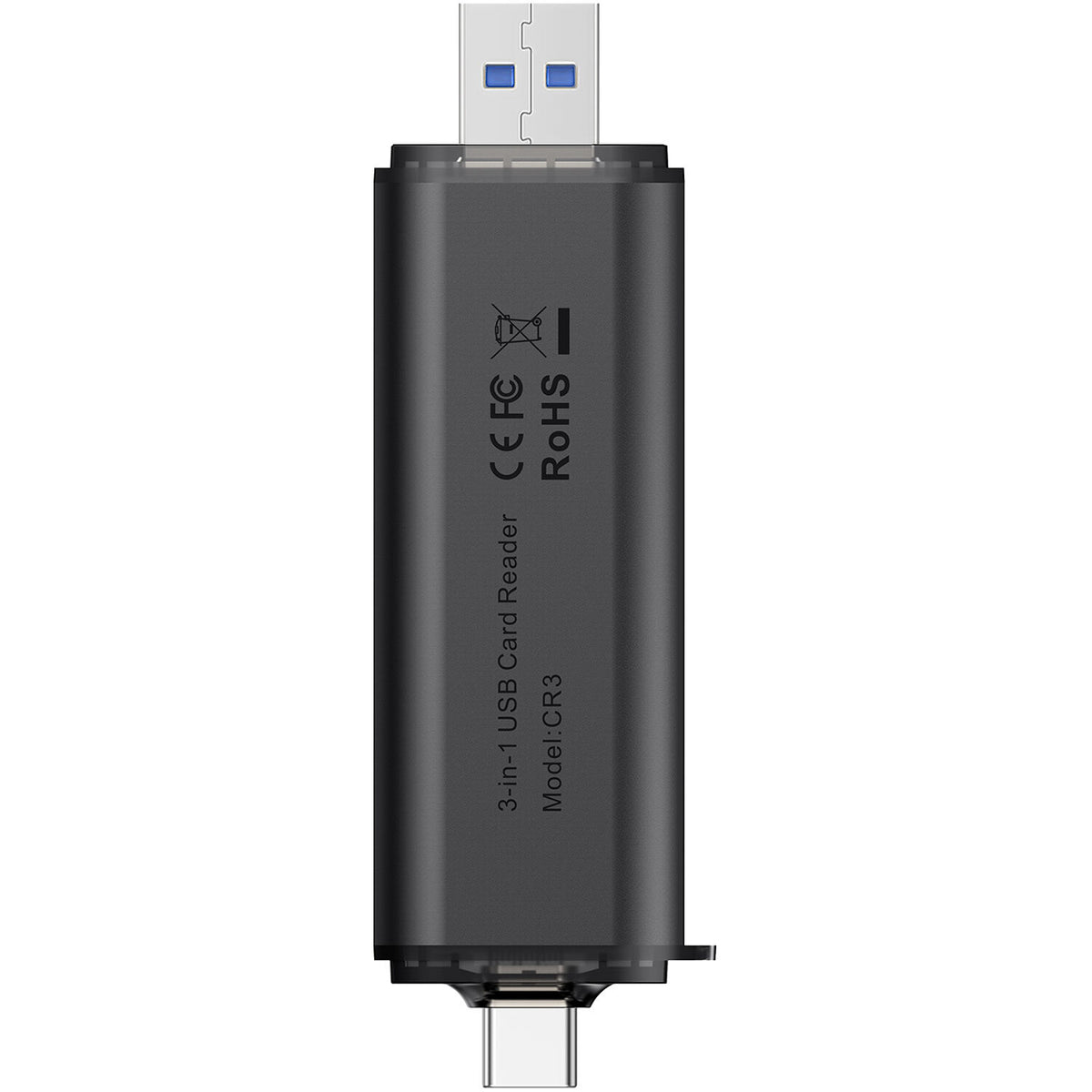 Lector de Tarjetas Ulanzi CR3 3-in-1 (USB-C / USB-A) - puertos y conexiones