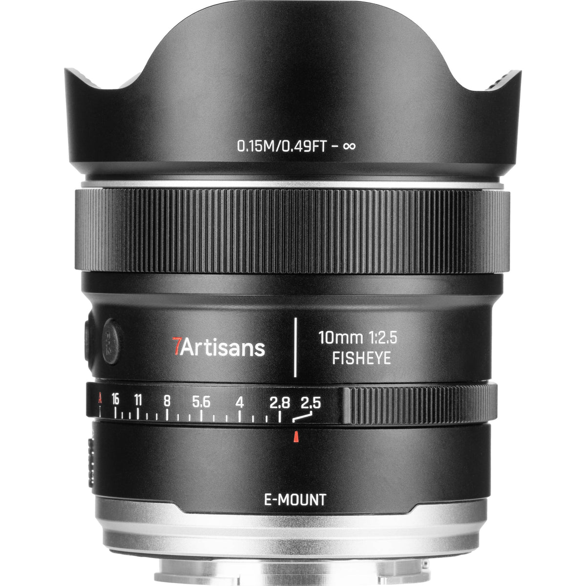 Lente 7Artisans 10mm f/2.5 AF MAX Fisheye - vista frontal