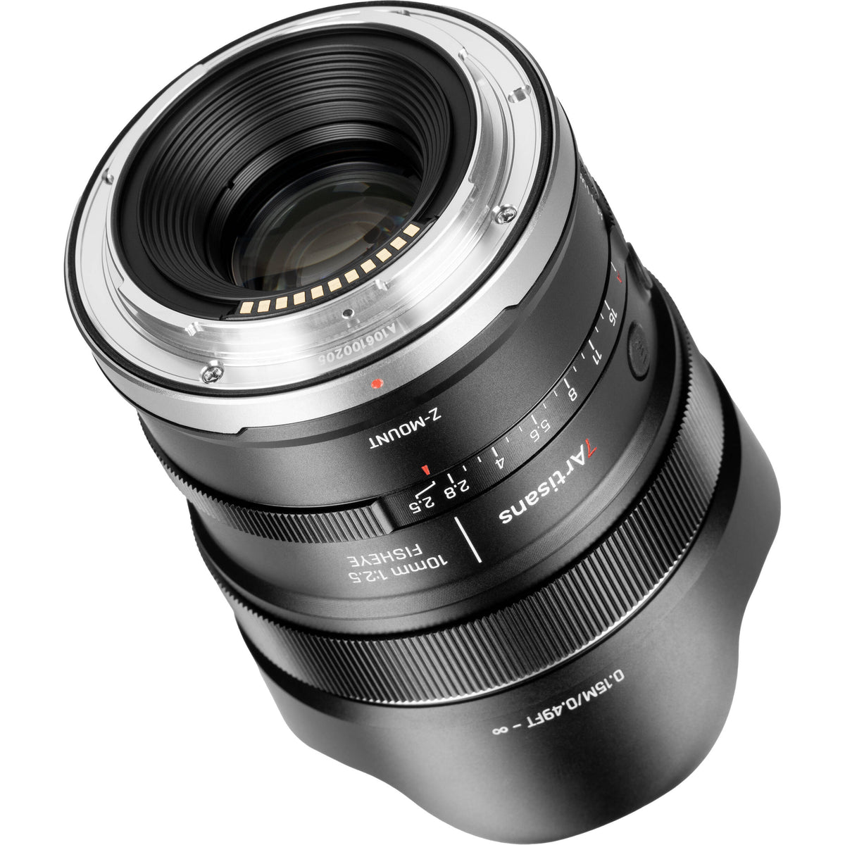 Lente 7Artisans 10mm f/2.5 AF MAX Fisheye - vista frontal