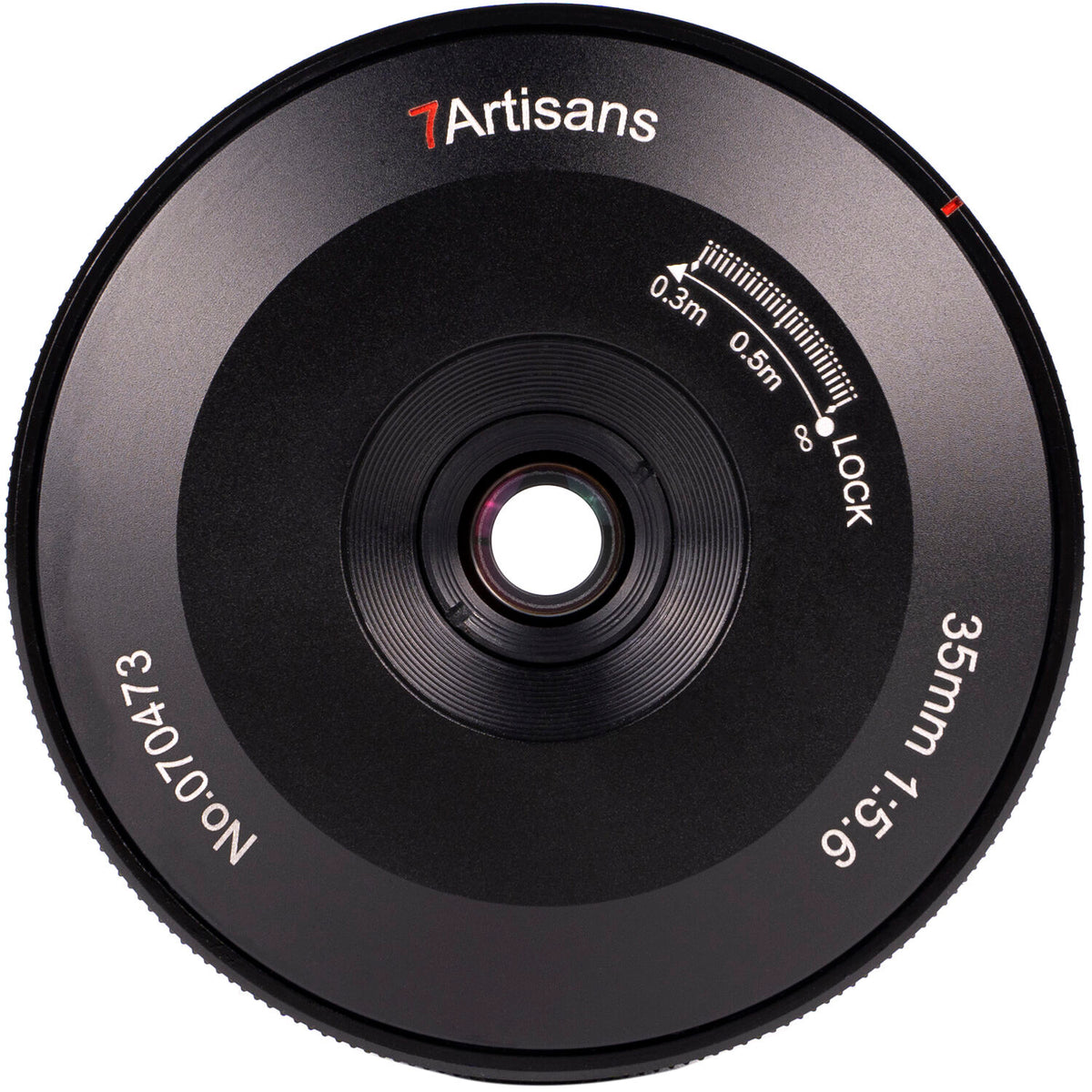Lente 7Artisans 35mm f/5.6 Pancake (Negro) - vista frontal