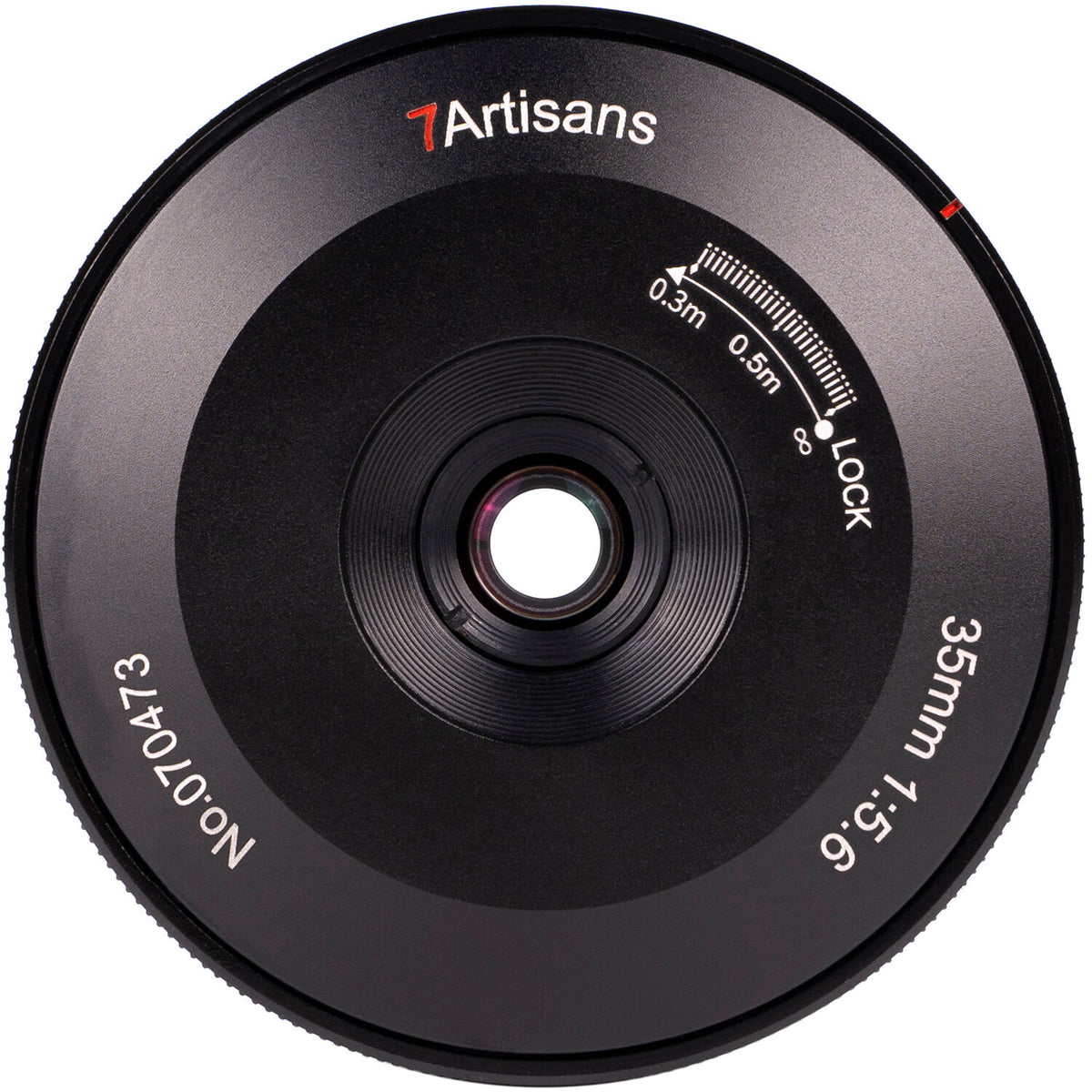 Lente 7Artisans 35mm f/5.6 Pancake (Negro) - vista frontal