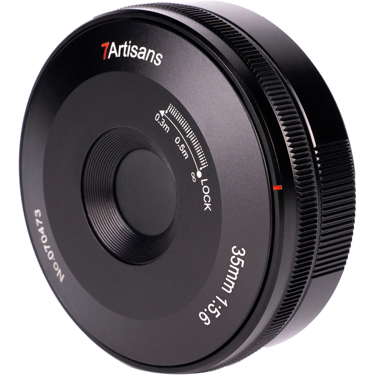 Lente 7Artisans 35mm f/5.6 Pancake (Negro) - vista lateral