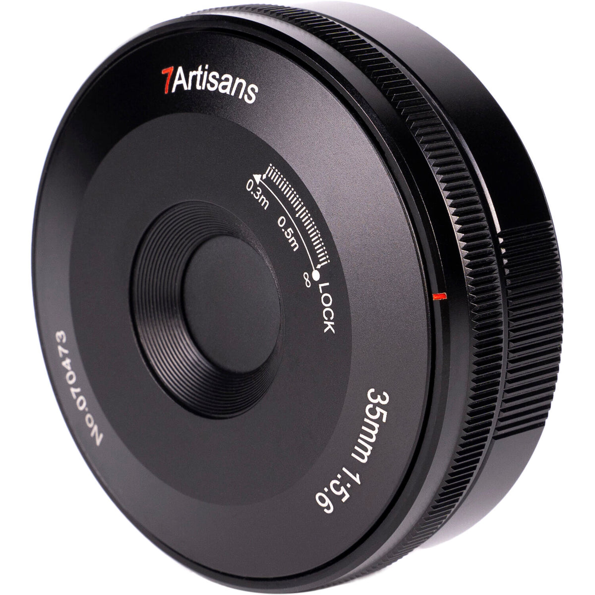 Lente 7Artisans 35mm f/5.6 Pancake (Negro) - vista lateral