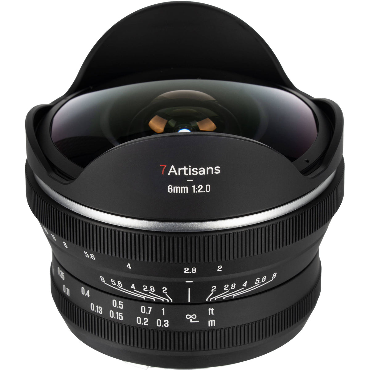 Lente 7Artisans 6mm f/2 Fisheye - vista frontal
