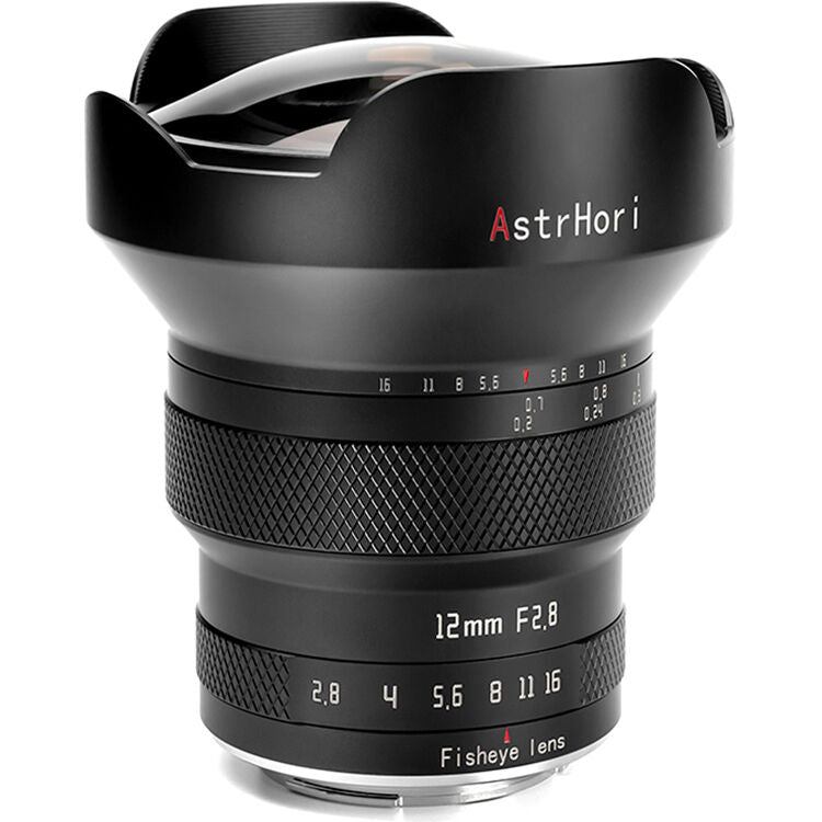 Lente AstrHori 12mm f/2.8 Fisheye (Plateado) - puertos y conexiones