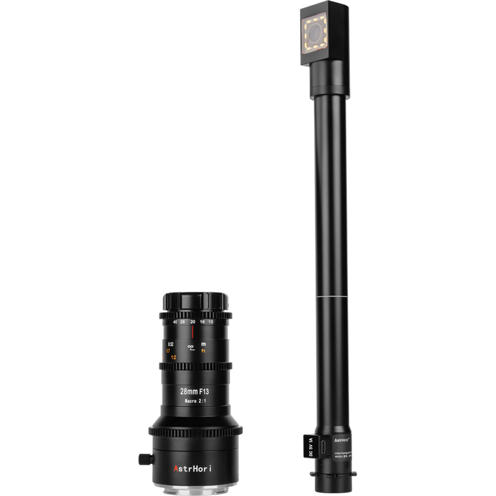 Lente AstrHori 28mm f/13 360° Rotating Macro Probe - vista lateral