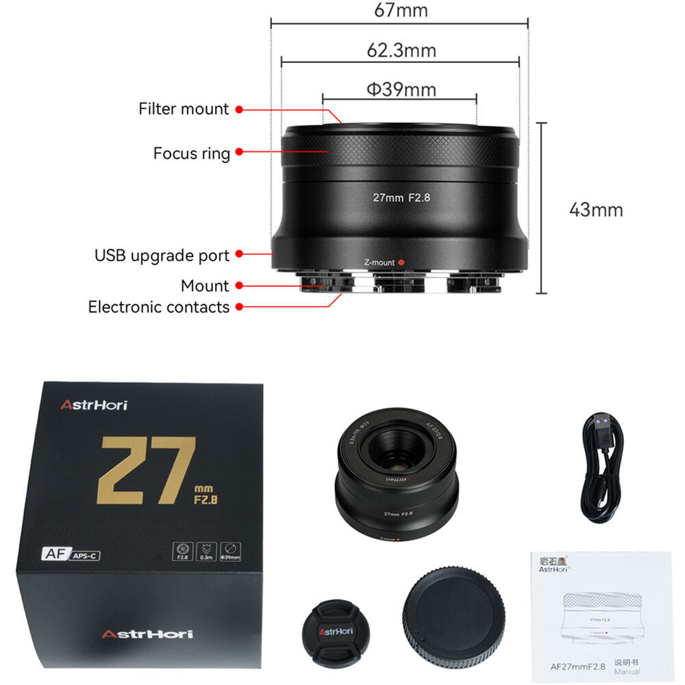 Lente AstrHori AF 27mm f/2.8 (Negro) - en uso