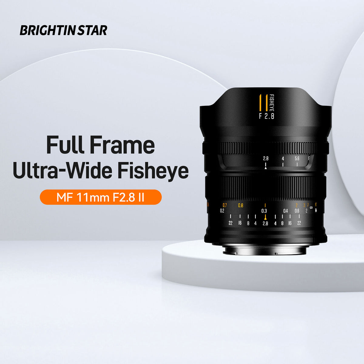 Lente Brightin Star 11mm f/2.8 II Fisheye (Negro) - vista lateral